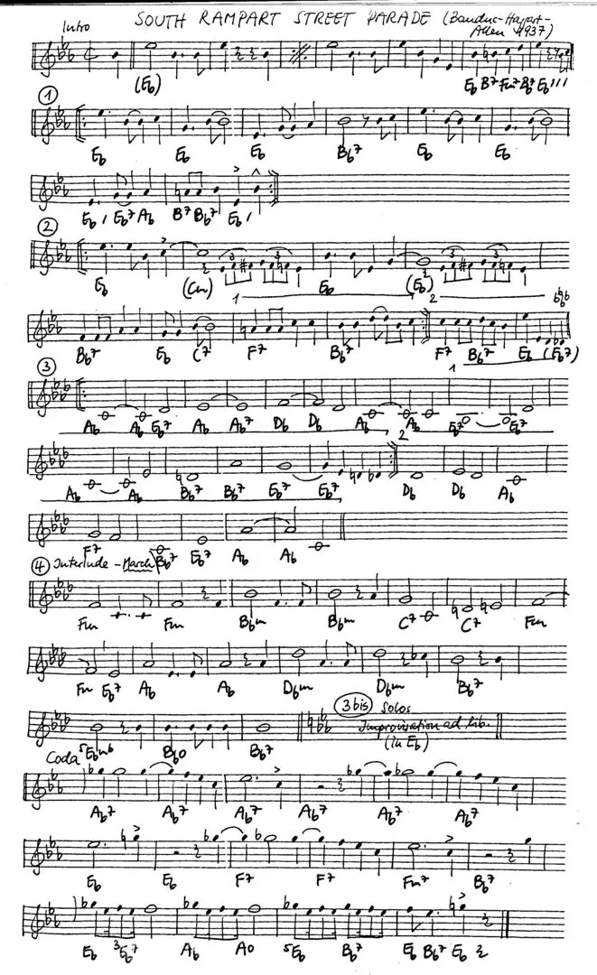 south rampart street parade partition gratuite - Offerte par The Jungle Jazz Band